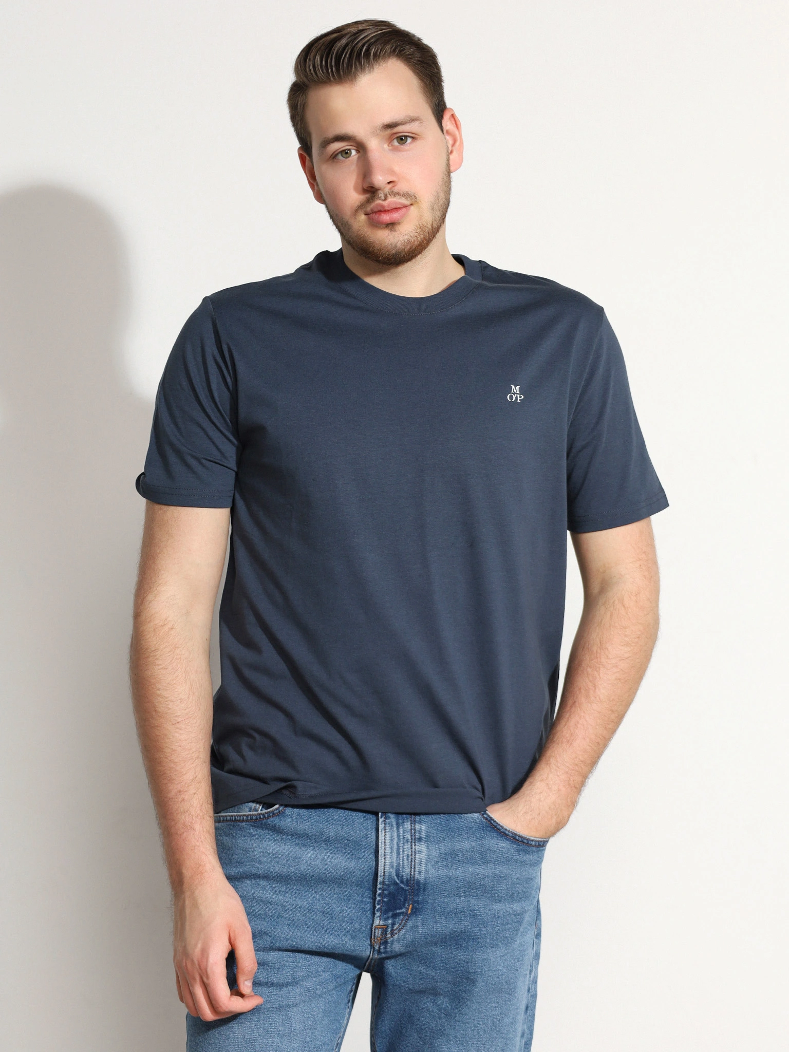 Футболка синего цвета из хлопка